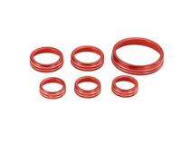 Jodriva For Ford, for Bronco, 2021+ Blue Red Black 6Pcs Air Condition Radio 4WD Headlight Knob Ring Control Switch Decorative Ring Trim Cover Car Ac Control Knob(Red)