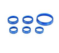 Jodriva For Ford, for Bronco, 2021+ Blue Red Black 6Pcs Air Condition Radio 4WD Headlight Knob Ring Control Switch Decorative Ring Trim Cover Car Ac Control Knob(Blue)