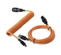 Jodriva LANO Custom Paracord Coiled Mechanical Keyboard Type C Data Spring Cable GX16 Aviator Coil Spiral Usb Gaming Car Tailgate Cable Replacement(Yellow Black)