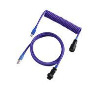Jodriva LANO Custom Paracord Coiled Mechanical Keyboard Type C Data Spring Cable GX16 Aviator Coil Spiral Usb Gaming Car Tailgate Cable Replacement(Purple blue)