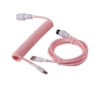 Jodriva LANO Custom Paracord Coiled Mechanical Keyboard Type C Data Spring Cable GX16 Aviator Coil Spiral Usb Gaming Car Tailgate Cable Replacement(Pink White)
