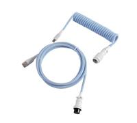 Jodriva LANO Custom Paracord Coiled Mechanical Keyboard Type C Data Spring Cable GX16 Aviator Coil Spiral Usb Gaming Car Tailgate Cable Replacement(Blue white)