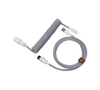 Jodriva LANO Custom Paracord Coiled Mechanical Keyboard Type C Data Spring Cable GX16 Aviator Coil Spiral Usb Gaming Car Tailgate Cable Replacement(Black White White)