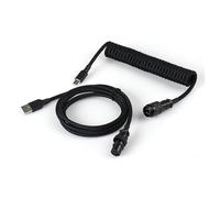 Jodriva LANO Custom Paracord Coiled Mechanical Keyboard Type C Data Spring Cable GX16 Aviator Coil Spiral Usb Gaming Car Tailgate Cable Replacement(Black)