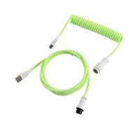 Jodriva LANO Custom Paracord Coiled Mechanical Keyboard Type C Data Spring Cable GX16 Aviator Coil Spiral Usb Gaming Car Tailgate Cable Replacement(Green white)