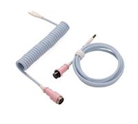 Jodriva LANO Custom Paracord Coiled Mechanical Keyboard Type C Data Spring Cable GX16 Aviator Coil Spiral Usb Gaming Car Tailgate Cable Replacement(Blue white pink)