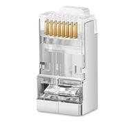 JODROAD Shielded RJ45 Cat5e Cat6 Pass Through Connectors, 3 Prong 8P8C Gold Plated Modular Data Plug for Network Cable - 50Pack