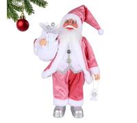 Jodsen 30cm Christmas Santa Standing Ornament,Christmas Santas Figurine Decoration,Traditional Realistic Santa Claus Figure for Window Table Home Display Christmas Party Decoration (Pink)