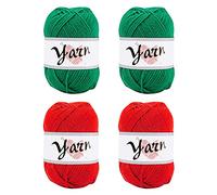 Jodsen 4 X 50g Crochet Knitting Yarn,Red Green Wool Yarn for Acrylic Skeins Double Projects Handcrafts
