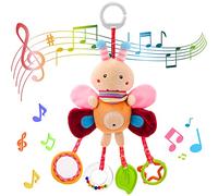 Jodsen Baby Pram Pushchair Toys Newborn Sensory Toy for Babies Soft Plush Early Development Stroller Car Toy Hanging Activity Toy with Teether Clip on Pushchair Handbells Baby Rattles Toys (Cute Bee)