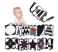 Jodsen Black and White High Contrast Sensory Cloth Books,Baby Newborn Sensory Toys, Infant Soft Fabric Book for Early Education Infant Tummy Time Toys,Pram Cot Crib Hanging for Early Education