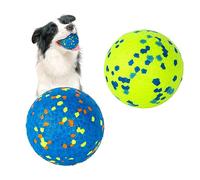 Jodsen Dog Ball Toys, Indestructible Toys Balls, High Bounce Rubber Durable Solid Interactive Ball, Resistant Teeth Training for Small Medium Large Puppy Water Jump Fetch Play, 2 Pcs-Yellow+Blue