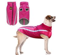 Jodsen Dog Coat Jacket, Warm Coats for Medium Large Dogs Jackets Waterproof Pet Winter Clothes Reflective Windproof Fleece Puppy Outdoor Bulldog, Golden Retriever,Labrador,Husky (5XL/60cm,Pink）
