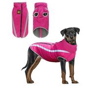 Jodsen Dog Coat Jacket, Warm Coats for Medium Large Dogs Jackets Waterproof Pet Winter Clothes Reflective Windproof Fleece Puppy Outdoor Bulldog, Golden Retriever,Labrador,Husky (4XL/53cm,Pink）