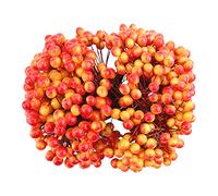 Jodsen Holly Berries, 250 Stems With 500 Pcs Artificial 8mm Mini Berries on Wire Stems for Christmas Tree Decorations, Wreath, Garland, DIY Craft Making - Orange