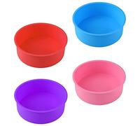 Jodsen Silicone Cake Tins for Baking,4 Pcs Round Cake Moulds 6 inch Non-Stick Cake Pan Silicone Baking Tins Cake Mold Sets Mixed Colors for Layer Cake,Rainbow Cake and Chiffon Cake Party Kitchen