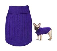 Jodsen Turtleneck Dog Jumper, Warm Puppy Sweater for Small Dogs Winter Knitted Pullover Soft Clothes Vest Pet Autumn, Outfit Welsh Corgi, Yorkshire Terrier, Baby Beagles (M, Purple)