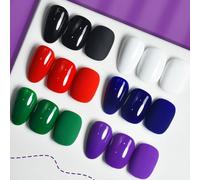 JODSONE 10 ml Gel Nail Polish Set 6 Colors Black White Red Deep Blue Dark Green Deep Purple All Seasons Neutral Soak off LED Lamp Gel Manicure Set for Nail Art