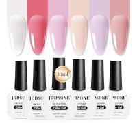JODSONE 10ml Jelly Gel Nail Polish Set 6 Pale Colours White Pale Red Soft Pink Natural Nude Pale Purple Fresh Pink Purple All Seasons Neutral Soak off LED Lamp Gel Manicure Set for Nail Art