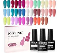 JODSONE 23 PCS Gel Polish Kit Colorful Fashion Classic Nail Gel Set 3 Bottles of Base Coat Matte and Glossy Top Coat