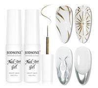 JODSONE 2pcs Metallic Nail Art Gel Liner Gold Mirror Chrome and Silvery 3D Effect Gel Nail Polish Thin Brush Metal Painted DIY at Home Salon Quality Gift for Women