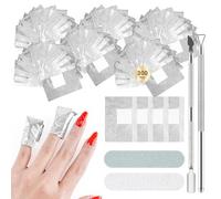 JODSONE 300 Pcs Foil Nail Wraps with 2 Nail Pushers & 2 Nail Files, Aluminium Wraps Remover with Lint-Free Cotton Pads for Manicure Nail Art Cleaner, Fast & Gentle Soak Off Gel Polish Removing