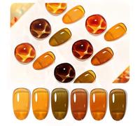 JODSONE 6 Colors Gel Nail Polish Set Fall Collection Jelly Effect Soak Off Need U V LED Gel Polish Set Autumn Mauve Brown RedSalon-Quality DlY Home Manicure