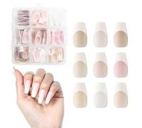 JODSONE French Tip Press On Nails: 216 Pcs 9 Colors Pink Nude White Square Press On Nails 4 in 1 Nail Tips, Pre-Applied Primer & Base Coat, No File Need DIY Manicure for Nails Extension,12 Sizes