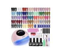 JODSONE Gel Nail Polish Kit with U V Light 32 Colors Gel Polish Nail + 4 Functional Adhesive Bottles Kit Soak Off Manicure Tools Gifts for Women