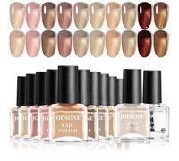 JODSONE Jelly Nail Polish Set, 10 Color With 2PCS Base and Top Coat Quick Drying High Gloss Shine Jelly Nail Polish Translucent Amber Gray Red Nude Color - No Need UV