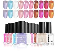 JODSONE Jelly Nail Polish Set, 10 Colors Quick Dry & Long Lasting Translucent Blue Purple Red Pink Color - No Need Cure Nail Paint for DIY Nail Art Manicure at Home 5ML