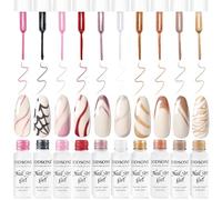 JODSONE Nail Art Gel Liner Set 10 Colors Glitter Red Black Pink Gel Nail polish Need U V Lamp Cured with Thin Brush at Home Salon Design