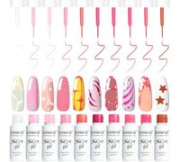 JODSONE Nail Art Gel Liner Set 10 Colors Pink Collection Gel Nail polish Need U V Lamp Cured at Home Salon Design Gift for Girls