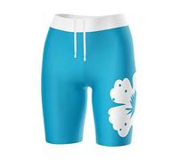 Jody and Lara Mid Thigh-Length Eco-Friendly UPF 50+ Coral Adjustable Modest Kids Swim Shorts with Floral Print, Turquoise, Age 8-9 Years