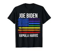 Joe Biden Kamala Harris 2020 Rainbow US Flag LGBT Election Value Graphic T-Shirt, Men, Black, L