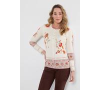 Joe Browns Alice Printed Ribbed Henley Top In Cream Cream