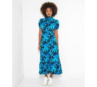 Joe Browns Women's Vintage Floral Print Puff Sleeve High-Neck Jersey Midi Dress