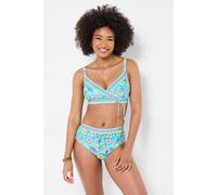 Joe Browns Bikini Top With Vibrant Print And Gold Clasp Detail In Aqua Aqua