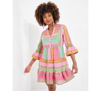 Joe Browns Women's Boho Jacquard Flared Sleeve Tunic Mini Dress, Pink, 12