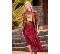 Joe Browns Women's Boho Layered Hanky Hem Maxi Skirt, Regular, Red, UK 14