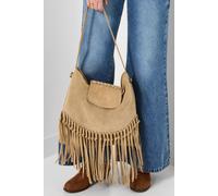 Joe Browns Boho Tassel Suede Bag In Stone Stone
