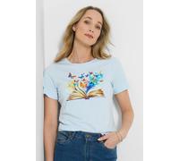 Joe Browns Women's Book and Butterfly Graphic Tee, Regular, Blue, UK 14