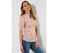 Joe Browns Butterfly Print Short Sleeve Cotton Blouse In White White