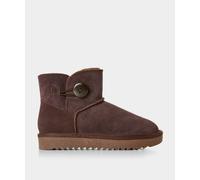 Joe Browns Cosy Sheepskin Real Suede Button Detail Ankle Boots In Dark Brown Dark Brown 3