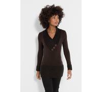 Joe Browns Curiously Cosy Wrap Neck Jumper Brown
