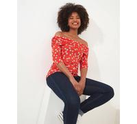 Joe Browns Ditsy Bardot Jersey Top In Red Red