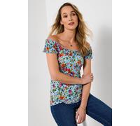 Joe Browns Ditsy Floral Printed Boho Top In Blue Blue