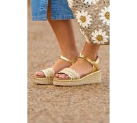 Joe Browns Espadrille Platform Sandals With Ankle Strap In Gold Gold