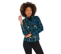 Joe Browns Female Vintage-Inspired Check Biker Jacket, Regular, Green, UK 12