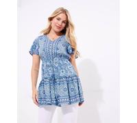 Joe Browns Women's Floral Border Print Tie-Waist Tunic Shirt, Blue, 12